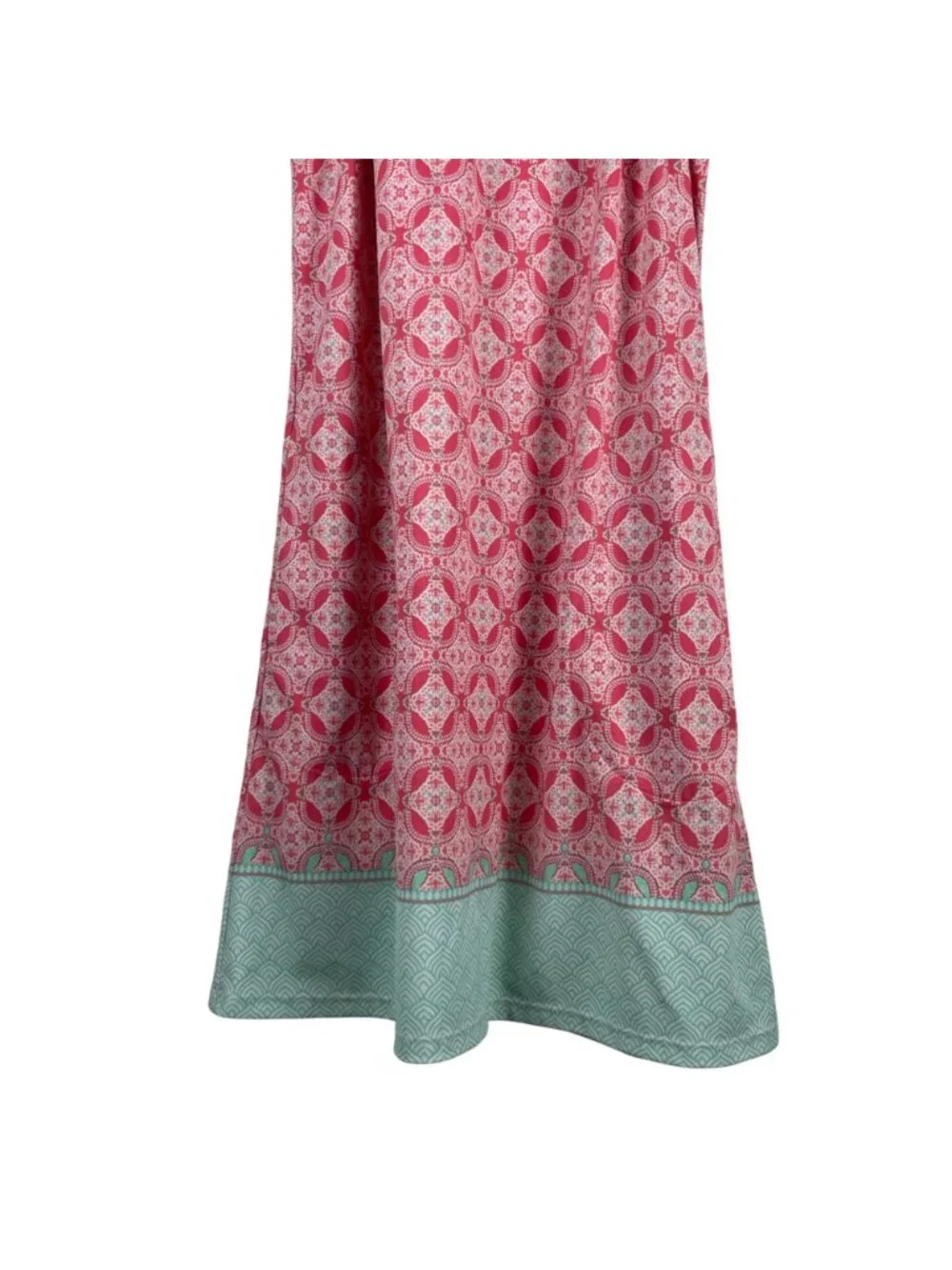Cabana Life Sleeveless Pink & Teal Patterned Dress With Keyhole Detail small - Picture 3 of 9